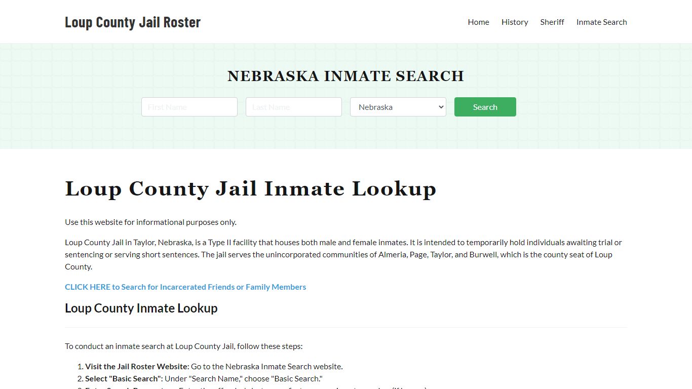 Loup County Jail Roster Lookup, NE, Inmate Search