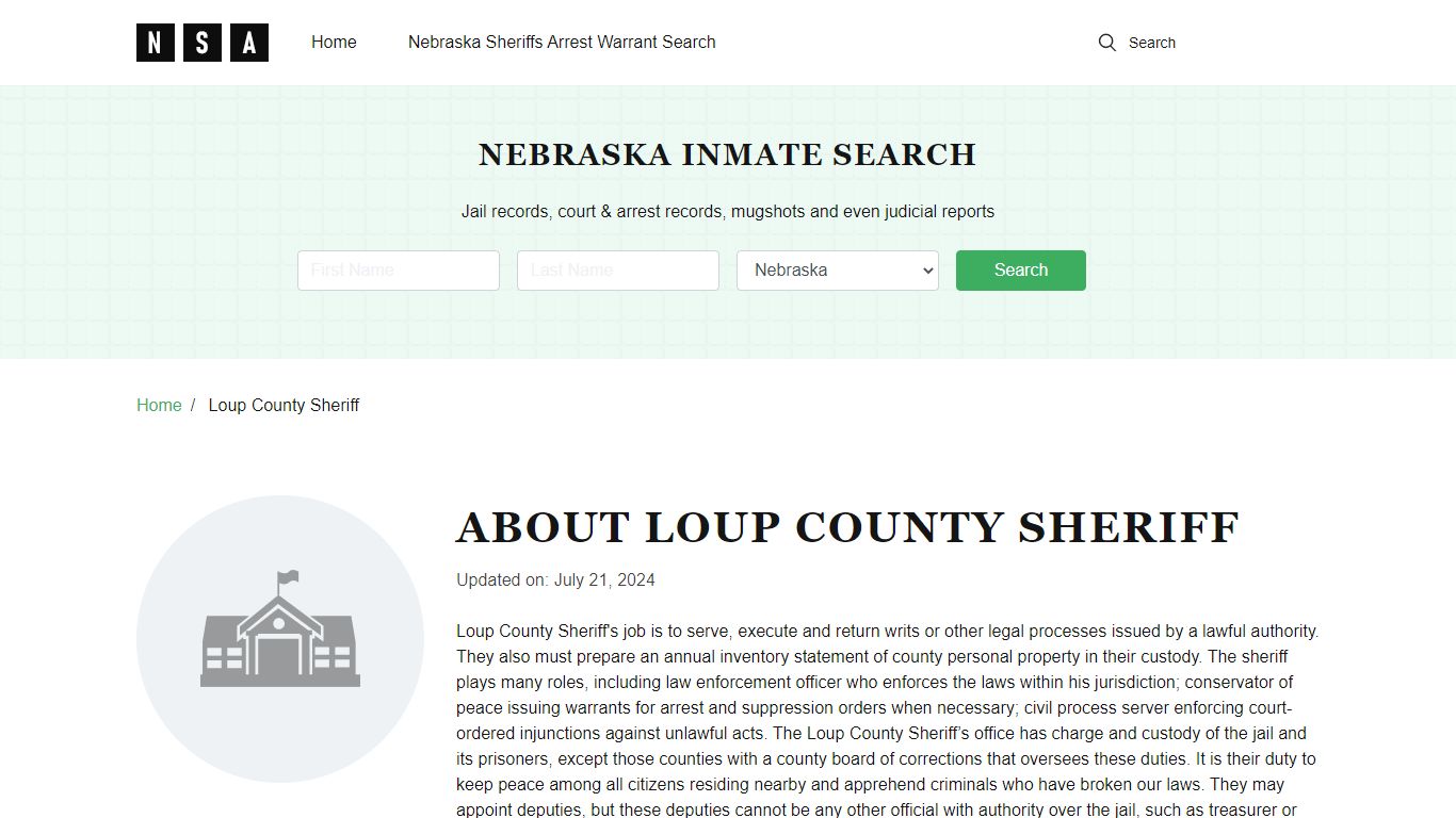 Loup County Sheriff, Nebraska and County Jail Information