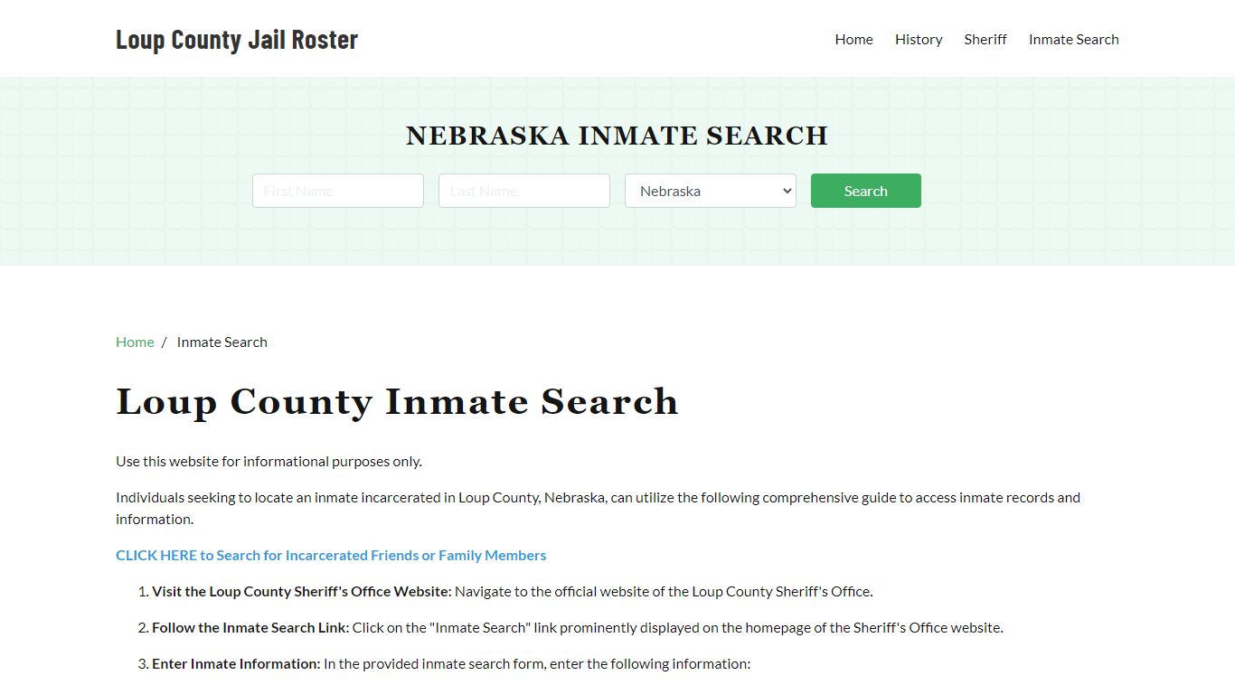 Loup County, NE Detainee Lookup